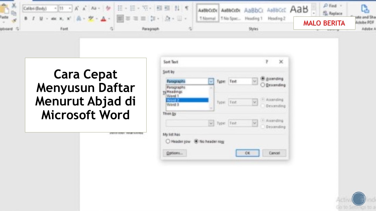Cara Cepat Menyusun Daftar Menurut Abjad di Microsoft Word
