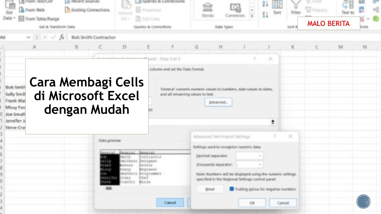 Cara Membagi Cells di Microsoft Excel dengan Mudah
