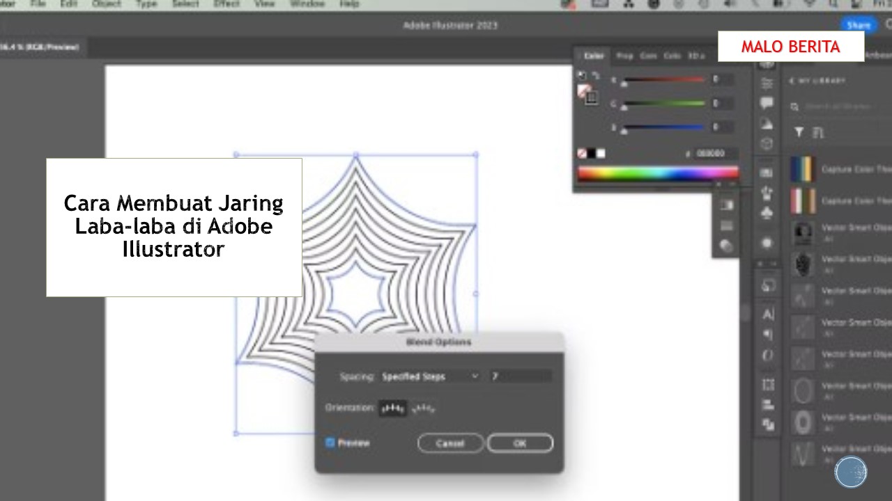 Cara Membuat Jaring Laba-laba di Adobe Illustrator
