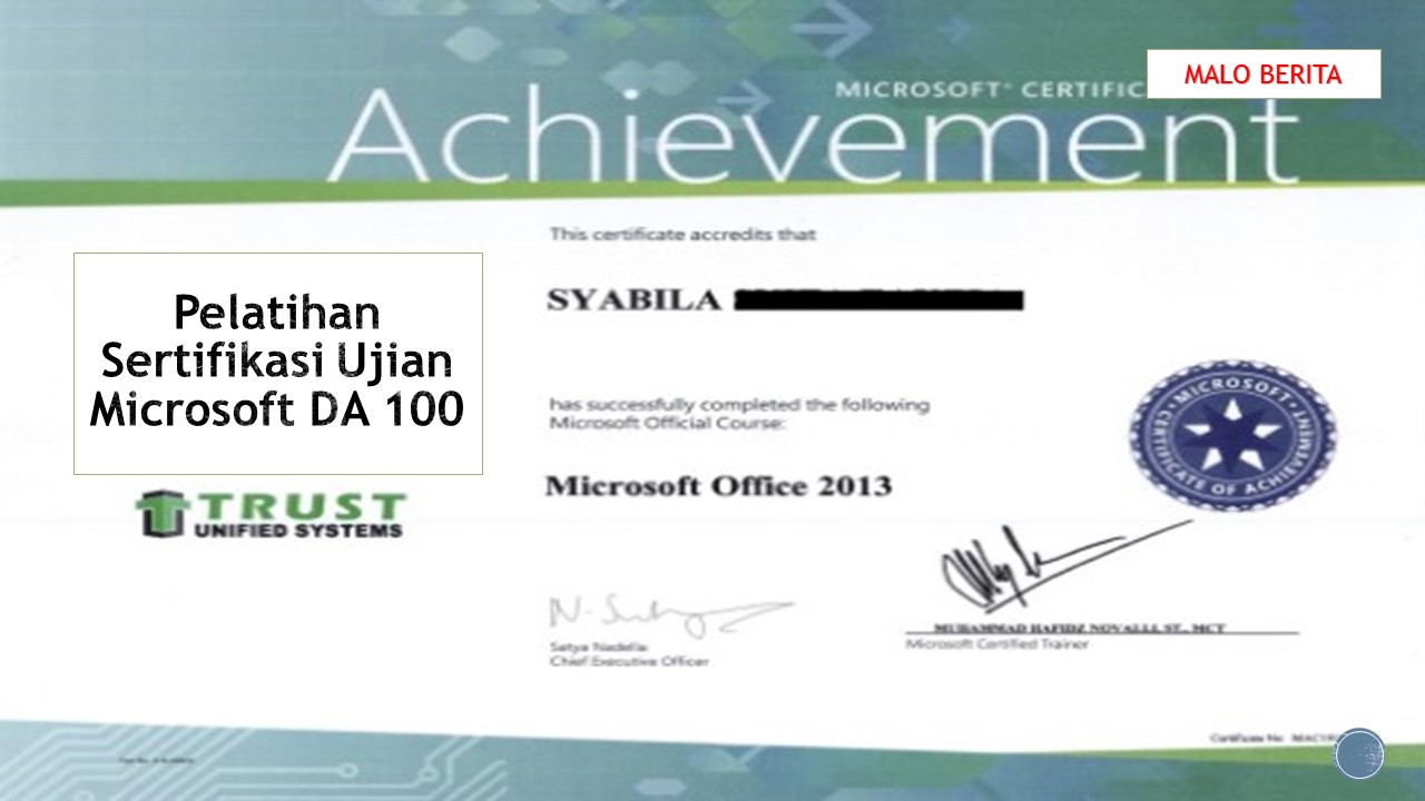 Pelatihan Sertifikasi Ujian Microsoft DA 100