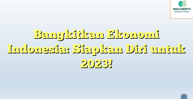 Bangkitkan Ekonomi Indonesia: Siapkan Diri untuk 2023!