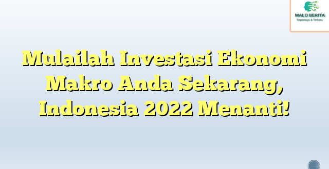 Mulailah Investasi Ekonomi Makro Anda Sekarang, Indonesia 2022 Menanti!