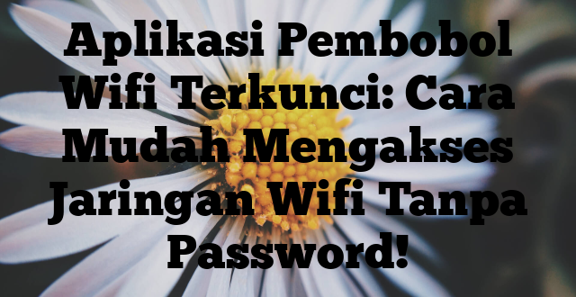 Aplikasi Pembobol Wifi Terkunci: Cara Mudah Mengakses Jaringan Wifi Tanpa Password!