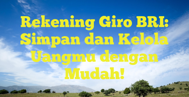 Rekening Giro BRI: Simpan dan Kelola Uangmu dengan Mudah!